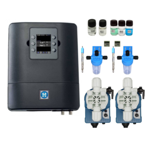 Pachet Control Station cu pH, Redox, senzor debit si Temperatura, pompe membrana 5l/h, sticla - imagine 1